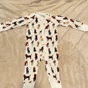 Saltwater Swaddles-  Dog Print Holiday Kids Footie